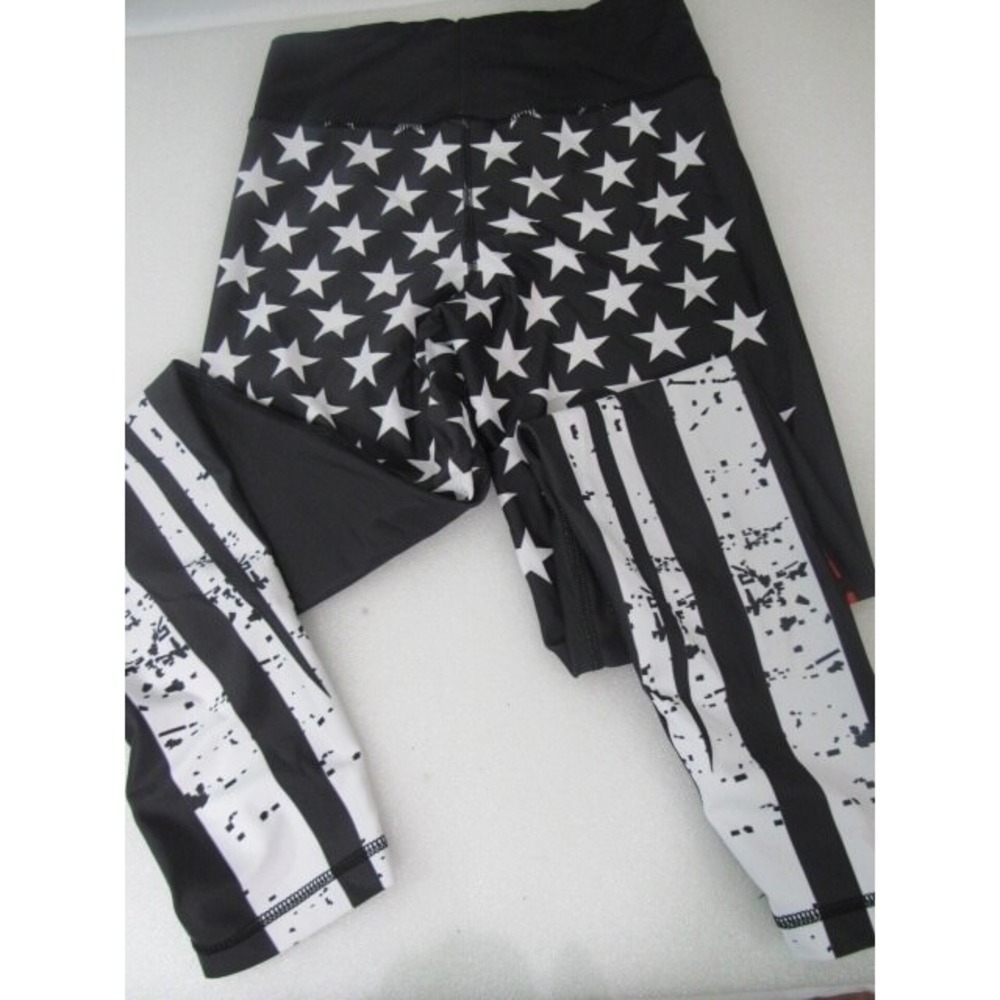 America‎ Mixed Martial Arts MMA American Flag Gray Sz L Women Leggings Bottoms